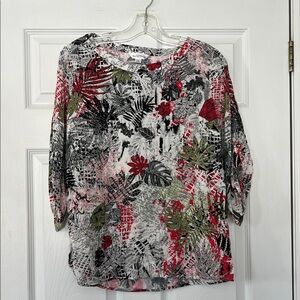 Northern Reflections Multicolor Leaf Print Blouse